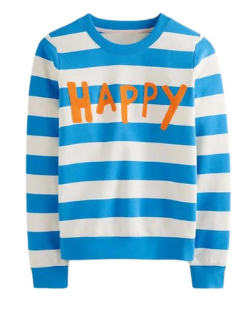 Hannah Embroidered Sweatshirt - Blue, Happy | Boden US