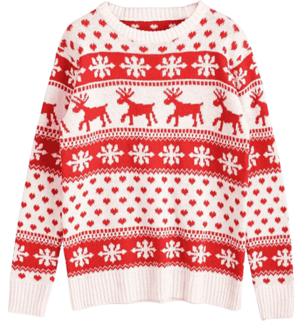 Snowflake Deer Graphic Christmas Sweater Red