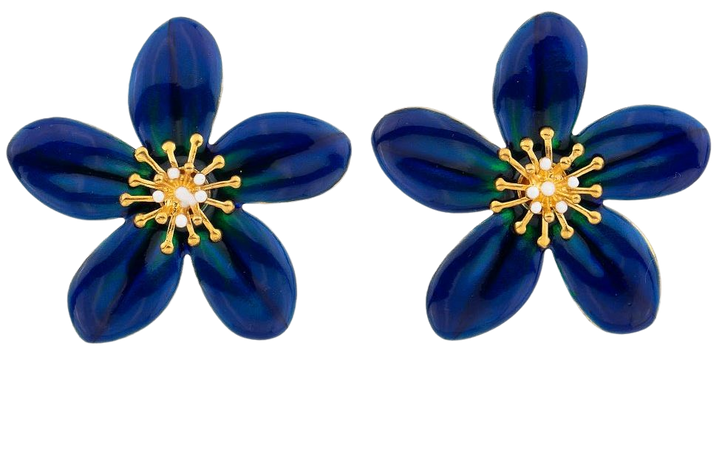 Milou Jewelry Navy Blue Geranium Flower Earrings