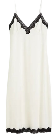 Lace-trimmed Slip Dress - Cream/Black - Ladies | H&M US