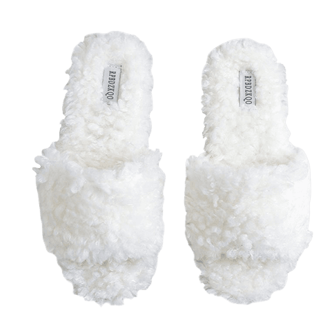 white fluffy slides