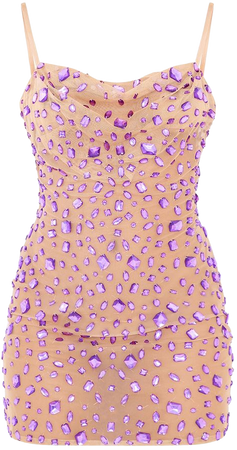 Premium Nude Jewel Cowl Neck Strappy Bodycon Dress | PrettyLittleThing USA