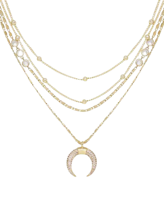 Shop Ettika Layered 18K Gold-Plate & Crystal Crescent Horn Necklace | Saks Fifth Avenue