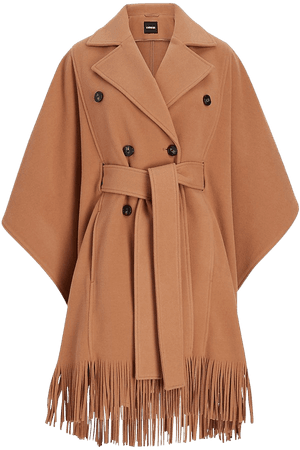 Wool-blend Fringe Poncho Coat | Express