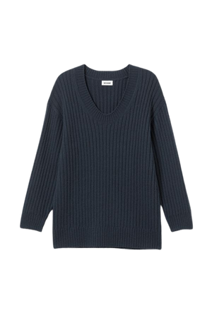 Eden Oversized Wool Blend Sweater - Dark Navy - Weekday WW