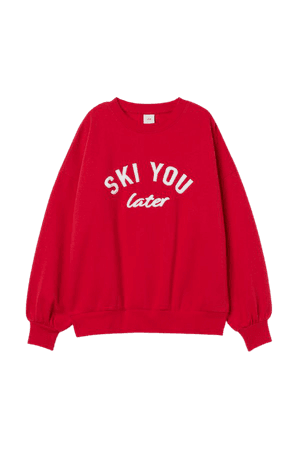 Sweatshirt - Bright red/Ski You Later - Ladies | H&M US