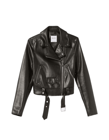 Belted faux leather biker jacket - Outerwear - Woman | Bershka