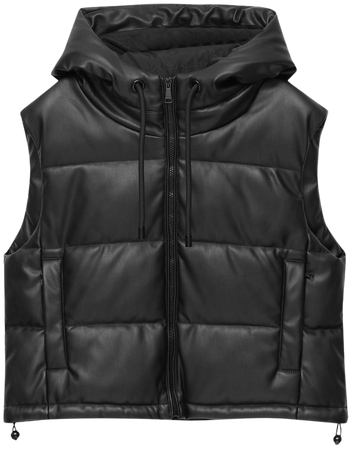 Faux leather cropped gilet - pull&bear