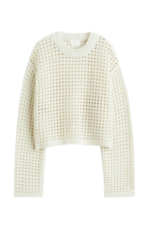 Pointelle-knit Sweater - White - Ladies | H&M US