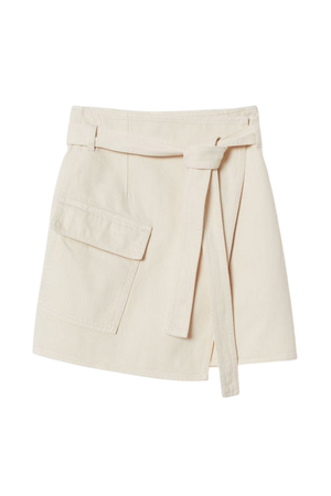 Wrapover Twill Skirt - Natural white - Ladies | H&M US