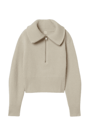 Rib-knit Wool Sweater - Light beige - Ladies | H&M US