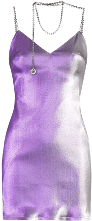 AREA Crystal Necklace Mini Dress