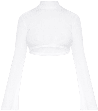 CREAM KNITTED RIBBED CROPPED ROLL NECK JUMPER