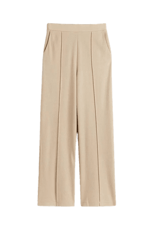 Wide-leg Twill Pants - Beige - Ladies | H&M US