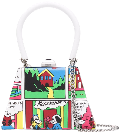 Shop Moschino mini comic strip-print structured tote bag with Express Delivery - FARFETCH