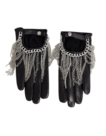 ASOS DESIGN leather touch screen gloves with black