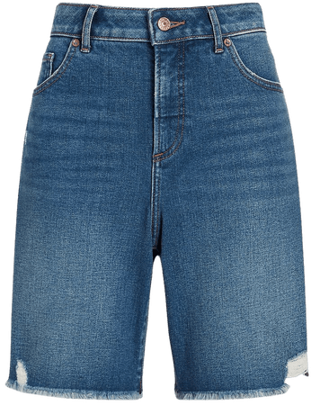 Curvy High Waisted Medium Wash Bermuda Jean Shorts | Express