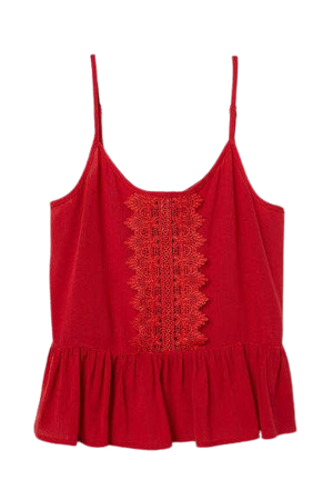 Lace-trimmed Camisole Top - Red
