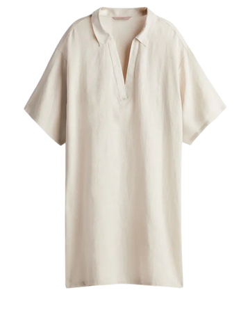 Linen Tunic with Collar - Light beige - Ladies | H&M US