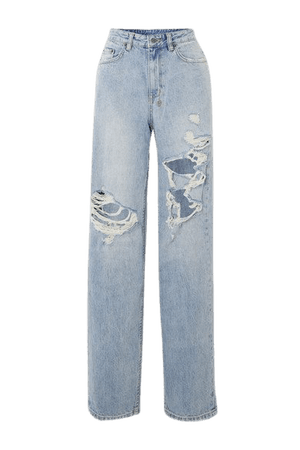 Playback Kut Up Distressed High-rise Straight-leg Jeans - Light denim