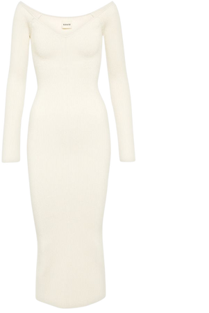 Pia Off Shoulder Midi Dress in White - Khaite | Mytheresa