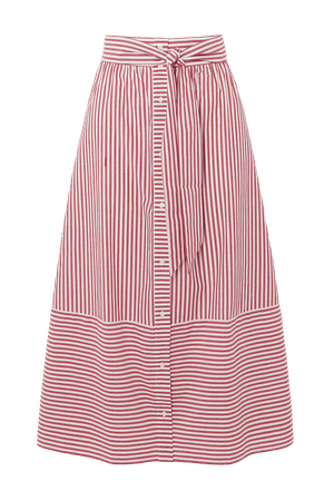 Red Striped cotton-poplin midi skirt | Maje | NET-A-PORTER