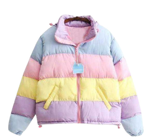 Candy Colored Puffy Bomber Jacket Winter Coat Fairy Kei | Kawaii Babe