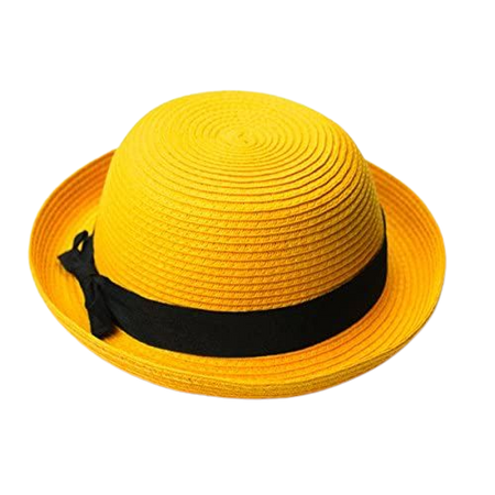 Amazon.com: VOSAREA Fashion Women's Girls Bowknot Roll-up Wide Brim Dome Straw Summer Sun Hat Bowler Beach Cap (Yellow) : Clothing, Shoes & Jewelry