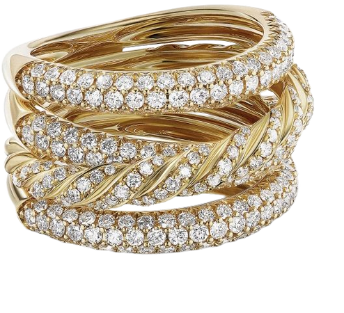 Pavéflex 4-Row Ring In 18K Yellow Gold With Diamonds