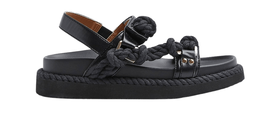 Black rope detail chunky sandals | River Island