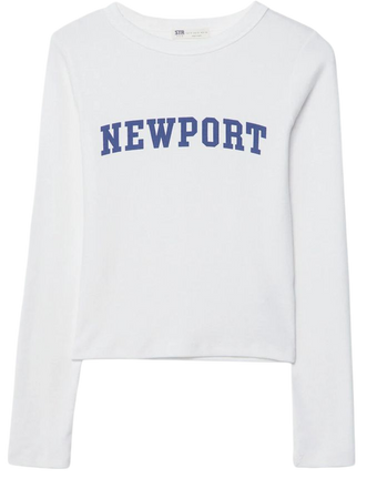Long sleeve t-shirt with graphic text (newport) - Women's See all | Stradivarius United States