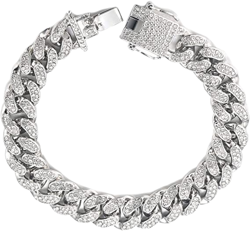 Amazon.com: Halukakah Diamond Cuban Link Chain for Women Girl 13.5MM Platinum White Gold Finish Bracelet 7",Full Cz Diamond Cut Prong Set,with Giftbox : Clothing, Shoes & Jewelry