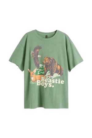 Printed T-shirt - Green/Beastie Boys - Ladies | H&M US