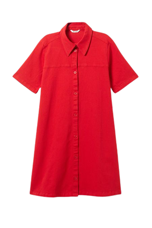 Short Sleeve Shirt Dress - Bright Red - Monki WW