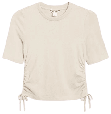 Ruched side t-shirt - Beige - T-shirts - Monki WW
