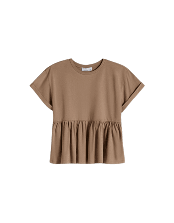 Ruffled short sleeve top - Tees and tops - Woman | Bershka