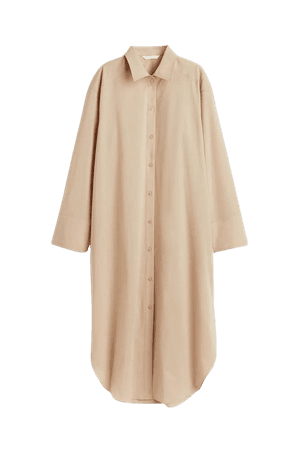 Calf-length Shirt Dress - Beige - Ladies | H&M US