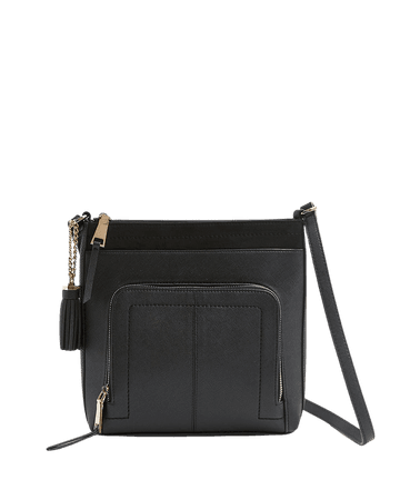 Black zip pocket messenger bag | River Island