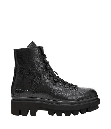 ALLSAINTS US: Womens Wanda Crocodile Leather Boots (black)