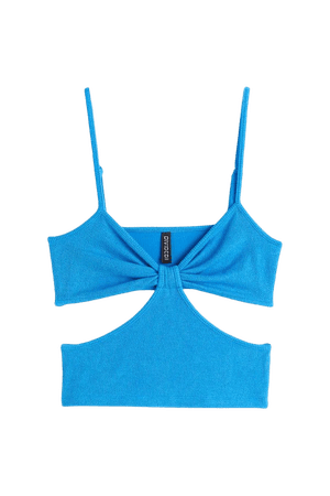 Crinkled Cut-out Top - Bright blue - Ladies | H&M US