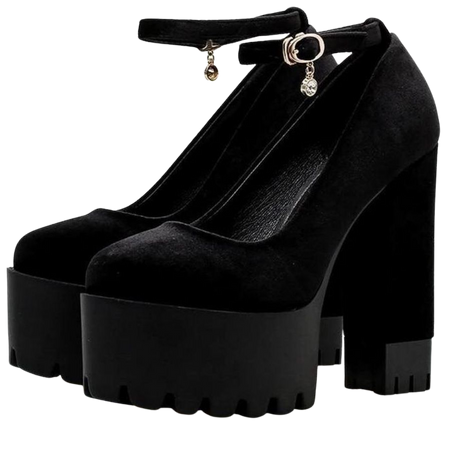 black velvet jewel Mary Jane platform heels