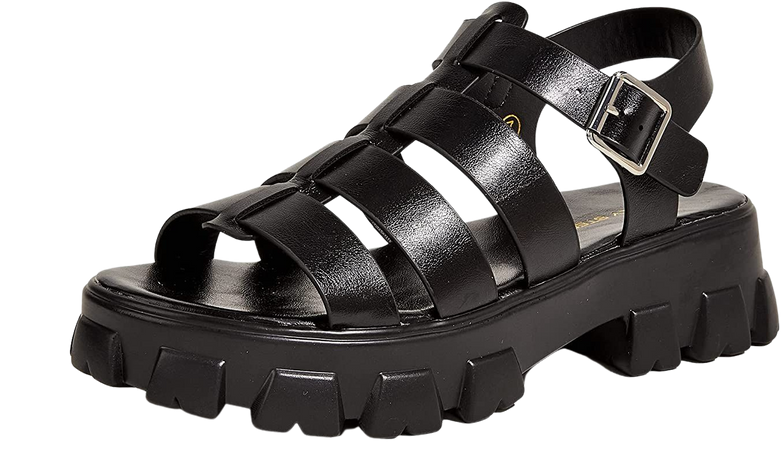 Amazon.com | LUCKY STEP Women 's Platform Wedge Sandals Open Toe Adjustable Ankle Strap Chunky Heel (Black,6 B(M) US) | Platforms & Wedges
