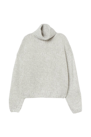 Chunky-knit Turtleneck Sweater - Gray