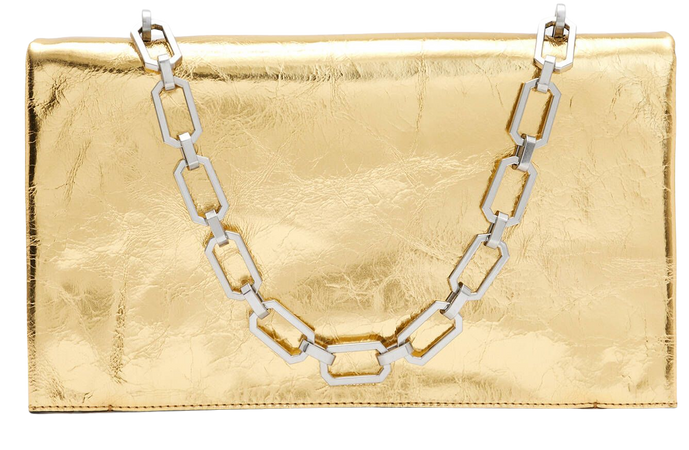 Akira Leather Removable Chain Clutch Bag Gold | ALLSAINTS US