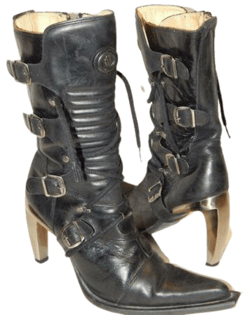 NEW ROCK women Size 41 9.5 US Black Leather Boot GOTH PUNK BIKER METAL Heel RarE | eBay