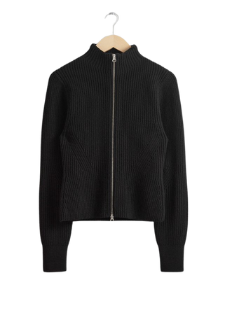 Knitted Zip Cardigan - Black - Cardigans - & Other Stories US