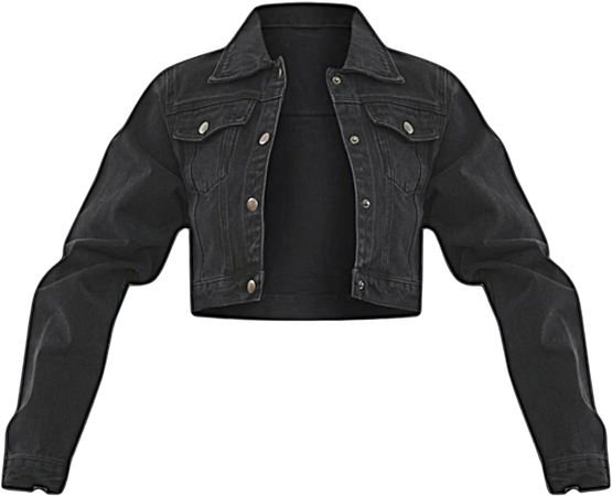 cropped black denim jacket