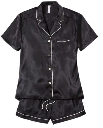 black satin pajama set