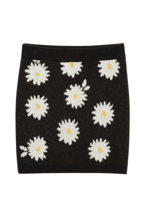Knit mini skirt - Daisy floral knit - Knitted trousers & skirts - Monki WW
