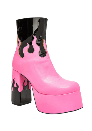*clipped by @luci-her* Sugar Thrillz Pink Flame Platform Boots | Dolls Kill